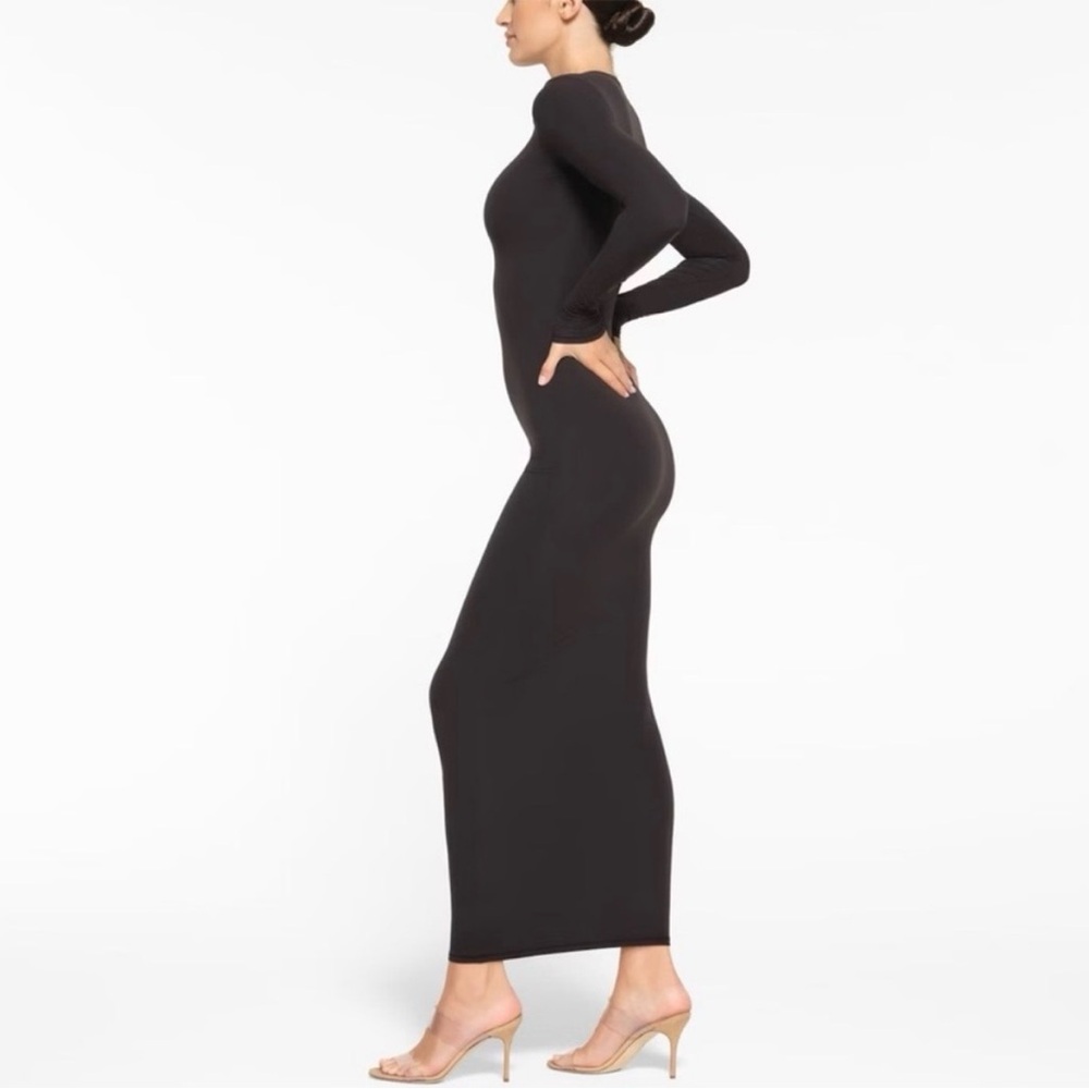 SKIMS Black Long Sleeve Maxi Dress size Small - Picture 2 of 5